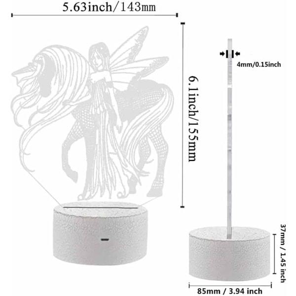 Enhörning Nattlampa 3D Optisk Illusion LED-lampa Inspiration
