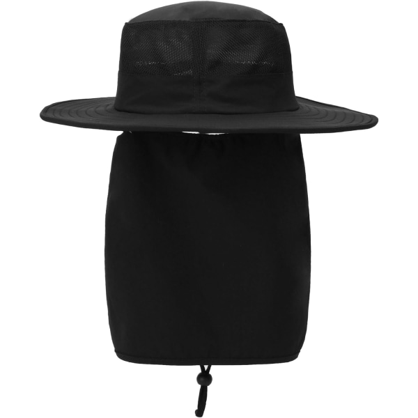 Outdoor Sun Hat UPF 50 Suojaus Vedenpitävä Kalastushattu Cover Kesä Kaulaläppähattu Black