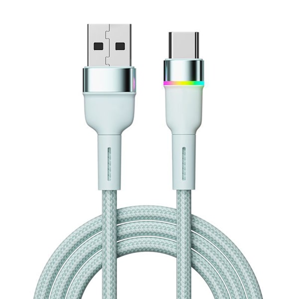 Snabbladdningskabel i aluminiumlegering USB C Laddningsdatakabel för telefon 3A Färgglatt ljus Blue
