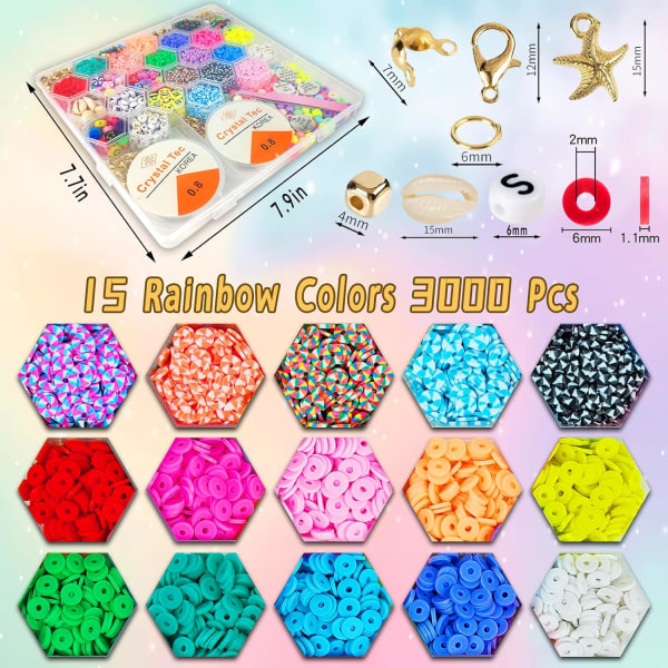 Clay Beads Arts and Crafts Kit for Jewelry Making, With Smiley Letter Beads, Gifts for Girls Age 6-12