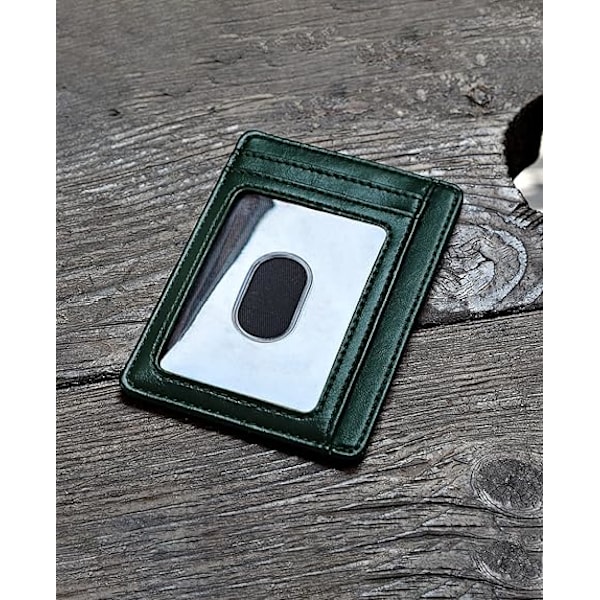 Smal Minimalistisk Plånbok med RFID-Blockering i Läder för Män och Kvinnor, Överraskningsgåvor för Män, Far och Farfar Green