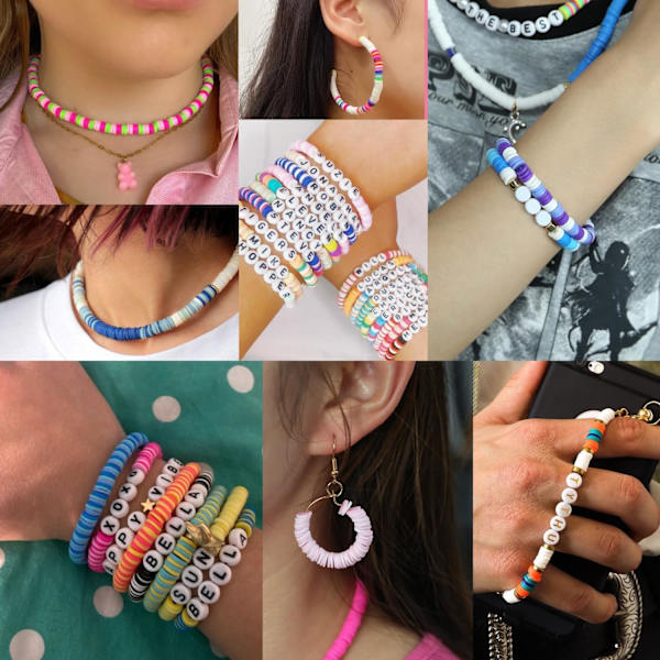 6000 st. Lera Pärlor Armband Gör-Det-Själv-Set, Flickors Vänarmband Polymer Heishi Pärlor med Smycken Berlocker Hantverk Presenter för Tonåringar