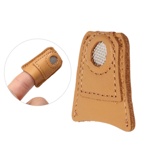 2 stk Læder Mynt Thimble Pad DIY Håndværk Kødkvægslæder Fingerbeskyttere til Syning Quilting