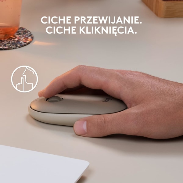 Logitech M350 Pebble Trådløs Mus med Bluetooth eller 2.4 GHz Mottaker, Stille, Slank Datamus med Stille Klikk Grey