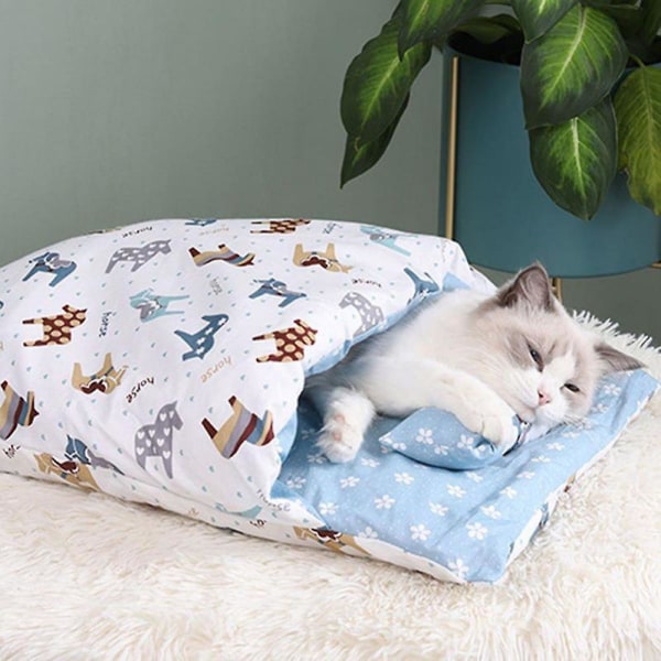 Itsestään lämpenevä kissan makuupussi kannellisella reiällä - Mukava  lemmikin sisäsänky liikkuvalla tyynyllä S 46cb | S | Fyndiq