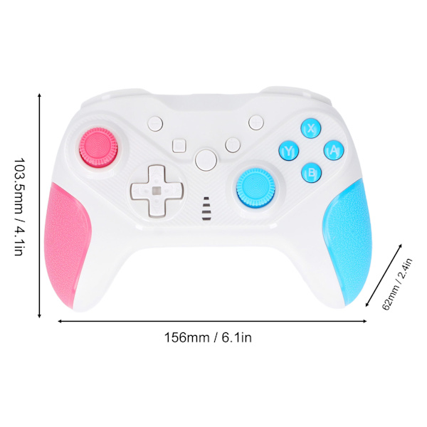 Trådløs Spilcontroller med 4 Programmerbare Knapper, 6-Akset Sensor, USB-Controller til Konsol, Pink Blå