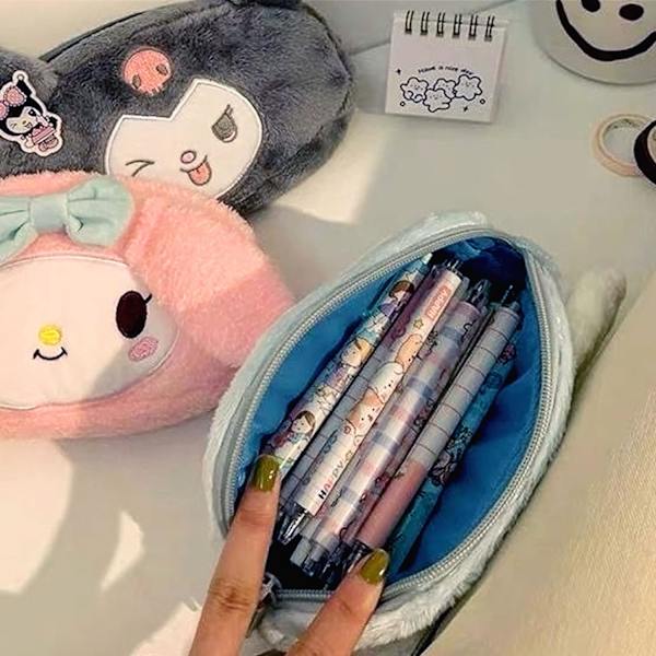 Söpö Kawaii-kynäkotelo akryylimerkillä, Cartoon Kawaii-meikkipussi, Anime-koulutavarat, Japanilainen kynäpussi Anime-kirjatarvikepussin lahja G:lle White