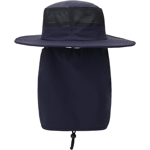 Solhatt för utomhus med UPF 50-skydd, vattentät fiskehatt, ansiktsöverdrag, sommarhatt med nackklaff Navy Blue