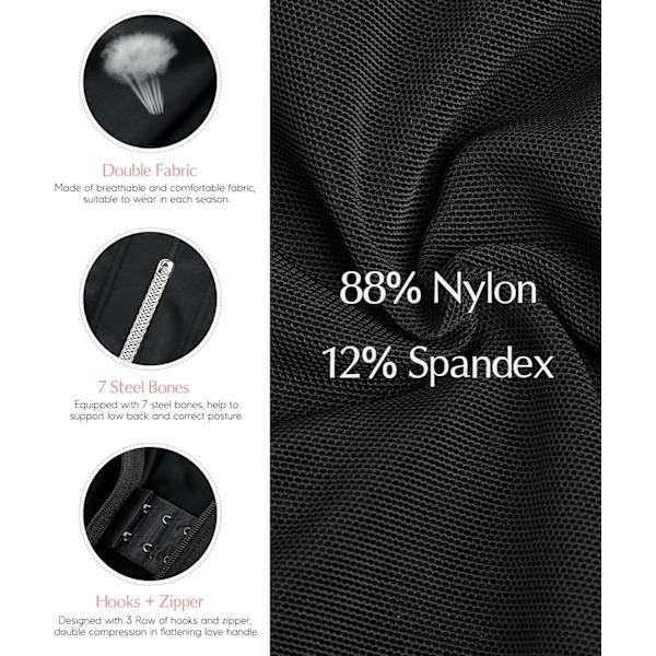 Talje-træner Korset Lynlås Mavekontrol Shapewear Åndbar Talje-strammende til Kvinder Kropsformer Sport Bælte Black XL