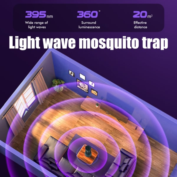 Bug Trap USB Genopladelig 360° Myggemorder LED Lanterne til Indendørs Udendørs Hjem Have Terrasse Camping White