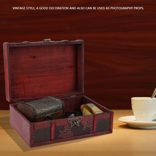 Vintage trä smycken förvaringsbox Handgjord trä dekorativ bok box Grape
