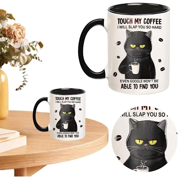 Grumpy Cat Krus, Rør Ikke Kaffen Min, Jeg Slår Deg Så Hardt, Katt-Elskere Kaffe Krus 11oz, Morsomme Katt Nyheter Gaver til Kvinner Menn, Personlig Keramikkkopp Style 4