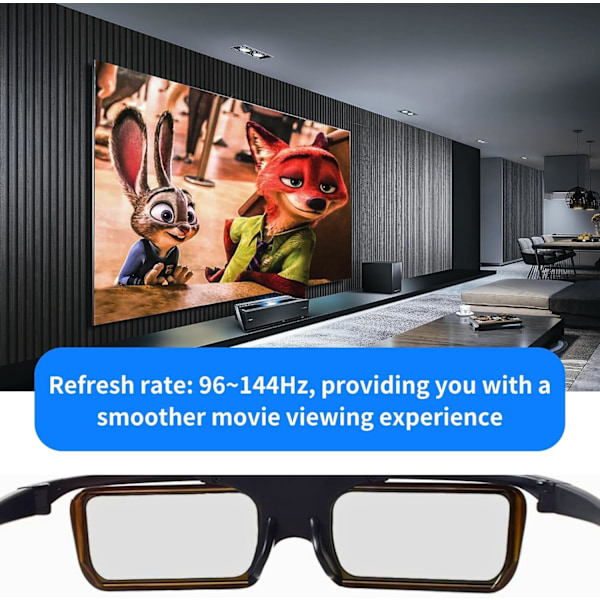 2X 3D Aktive lukkerbriller Genopladelige til RF 3D TV, 3D briller til Sony, Panasonic, Epson 3D projektor, Samsung 3D TV 2 pcs