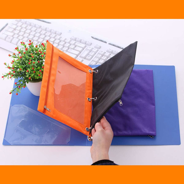 Blyantpose 3 Ring, Lynlås Blyantposer Etui Binder Kosmetikpung Sort 2 Pak 2Black