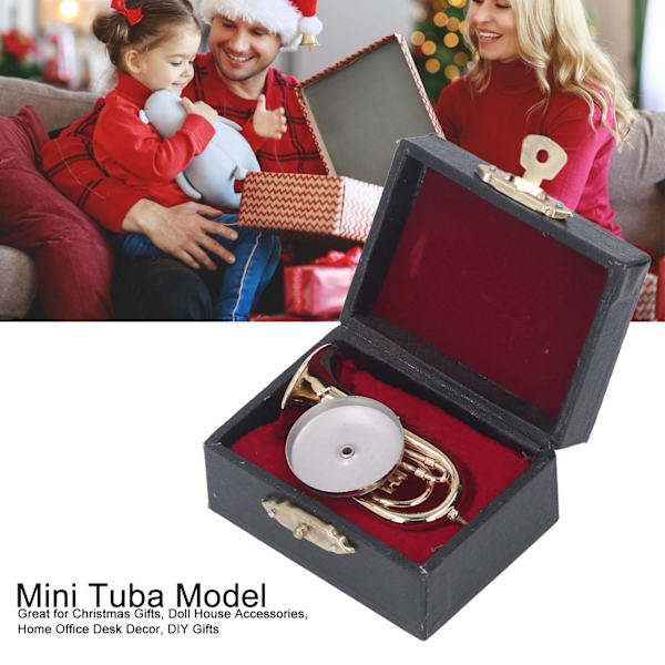 Miniatyr Tuba Modell Messing Forgylt Euphonium Mini Miniatyr Tuba Musikk Instrument Modell Gave Med Base