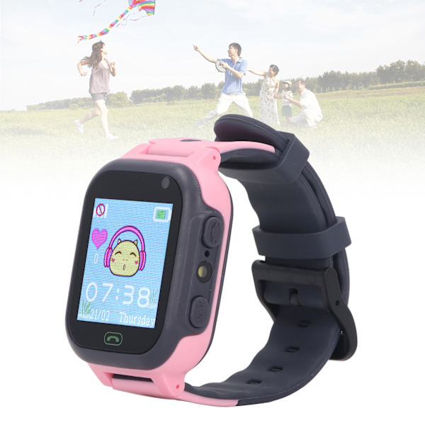 Smartklocka för barn med videolänk, kamera, alarm, ficklampa, pekskärm för utomhusbruk Pink