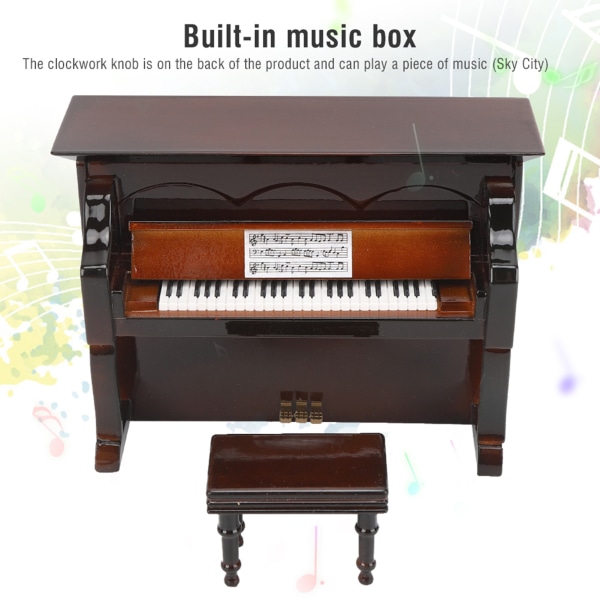 Puu Miniatyyri Pysty Piano Mini Musiikki-instrumentti Malli Lasten Lahja Koti Sisustus Brown