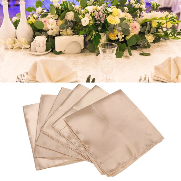 24 st Quadrata Satin Servetter 17x17 tum Mjuka Glansfulla Delikata Bordsservetter för Bröllop Fest Ceremonier Gold