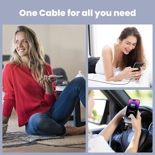 100W USB-C Multi-opladerkabel, USAMS 4FT 5-i-1 5A Hurtig Synkroniseringsopladeradapter Nylonflettet Type-C Kabel til Bærbar/Tablet/Telefon og Mere Black 1.2m