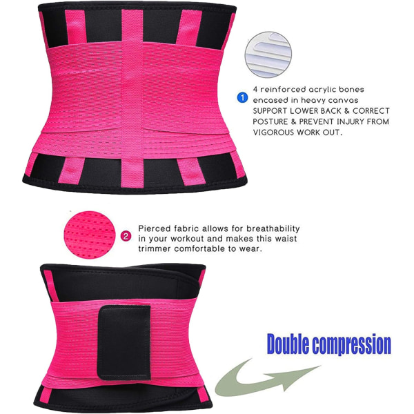 Midjetrenerbelte for kvinner - Midje Cincher Trimmer - Slanking Body Shaper Belte - Sportsbelte (UP gradert) Fuchsia XXL