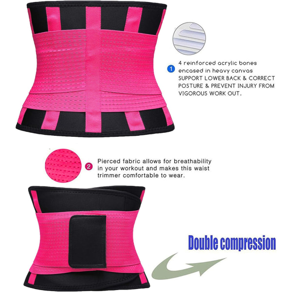 Midjetrenerbelte for kvinner - Midjetrener Trimmer - Slankende Body Shaper-belte - Sport Girdlesbelte (UP Graded) Fuchsia L