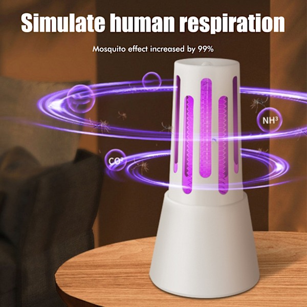 Bug Trap USB Oppladbar 360° Myggdreper LED Lanterne for Innendørs Utendørs Hjem Hage Terrasse Camping White