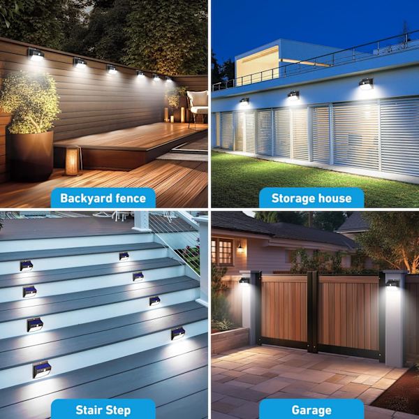 Solcellsbelysning med rörelsesensor för utomhus [12-pack/138 LED] Ljusa solcellsstaketlampor med 3 ljuslägen, solenergidrivna säkerhetslampor vattentäta för Cool White12