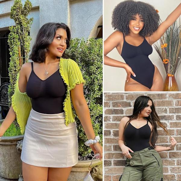 Shapewear Body til kvinder - Body Shaper med mavekontrol - Sømløs skulpturering - Snatched Waist Body Suit Black Thong M