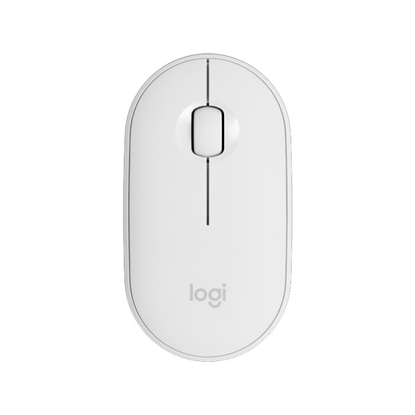 Logitech M350 Pebble Trådløs Mus med Bluetooth eller 2.4 GHz Modtager, Lydløs, Slank Computermus med Stille Klik White