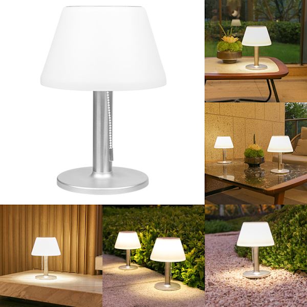 Solcelled Bordlampe LED Vanntett 3 Nivåer Justerbar Solcelledsklampe for Hjem Utendørs Hage