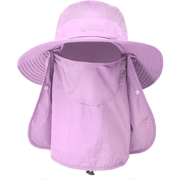 Solhatter for menn og kvinner fiskehatt UPF 50+ pustende bredbremmet sommer UV-beskyttelseshatt Purple