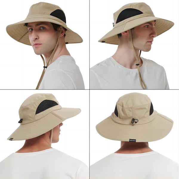 Unisex Solhatt, Vattentät Bredbrättad Bucket Hat Packbar Boonie Hat för Fiske Vandring Trädgårdsskötsel Safari Strand Khaki Green