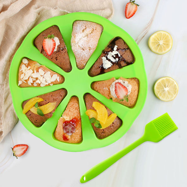 Silikonform Bageværktøjer Non Stick 8 Hul Scone DIY Fondant Kage Pizza Månekage Silikonform Green