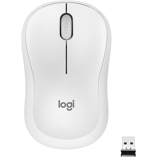 Logitech M221 trådlös Bluetooth -mus, kompakt, smidig spårning, 18 månaders batteri för Windows, macOS, ChromeOS, Linux, kompatibel med PC, Mac, bärbara datorer White