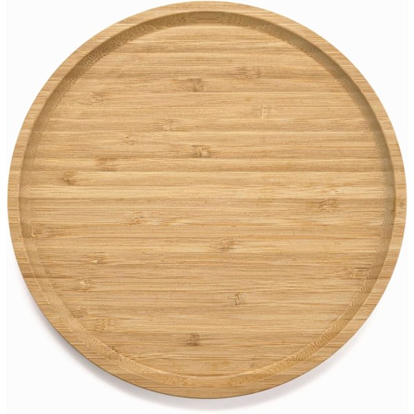 Rund bambusbrett, treplater, serveringsfat i tre, serveringsbrett for charcuterie til middagsbordet / kaffebordet, 9,8 tommer 25 cm