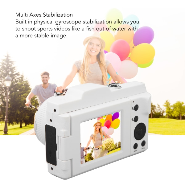 Digitalkamera HD 16MP Hvit Farge Multi Axes Stabilisering Smart Nybegynner Vlogging Kamera