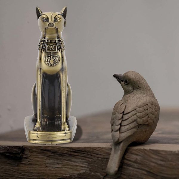 Metallisk Antikk Egyptisk Katt Statue Figur Modell Hjem Innredning Ornamenter Skrivebord Dekor