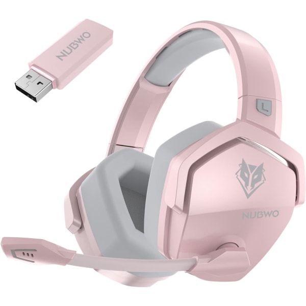 G06 trådlöst spelheadset med kristallklar mikrofon för PS5, PS4, PC och switch, 47-timmars batteri, ergonomisk design (rosa) Pink