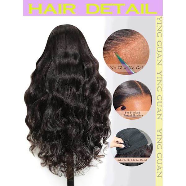 250 Densitet HD Lace Front Peruker Mänskligt Hår Bär och Gå Limfria Peruker Mänskligt Hår Förplucked Lace Bleached Knots Lace Front Peruk 250 Densitet Body Wave W 24inch