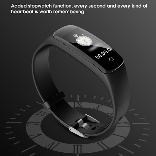 Smart Sports Armbånd Stor Fargerik Skjerm IP67 Vanntett Flere Sportsmoduser svart