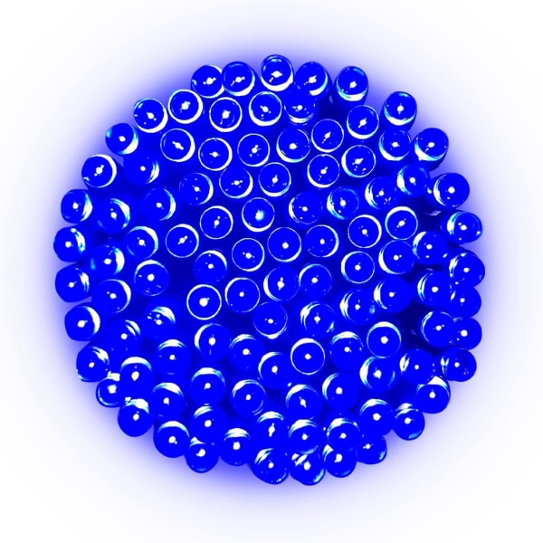 2 Pakke Solcellelyskjeder Utendørs, 200 LED Ekstra Lang 72FT Solcelledrevne Lys Med 8 Lysmoduser, Vanntett Utendørsbelysning Dekorasjon for Ga Blue
