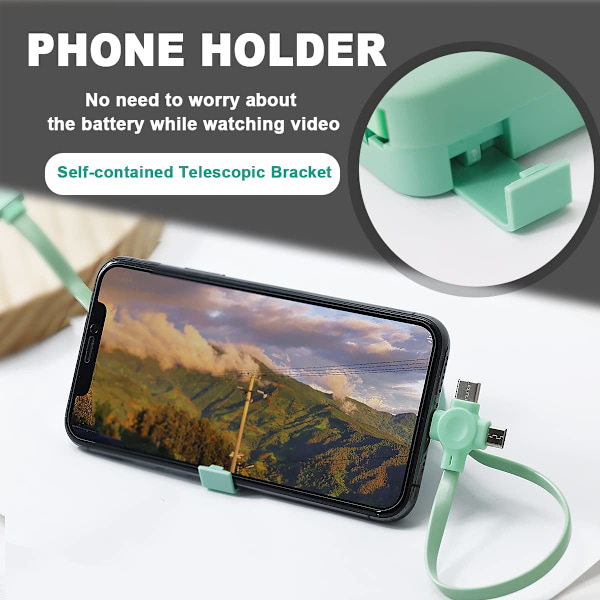 2-pack 3-i-1 Multi Retraktil Laddningskabel, 3-i-1 Laddningskabel Rulle, Multi Retraktil USB-Laddningskabel med Micro USB IP Typ C-kontakter Blue+Green