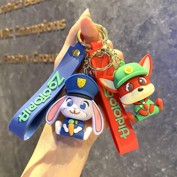 Zootopia Hopps Polis Nyckelring - Söt Kanin Karaktär Väskberlock med Zootopia Rem Dawn Bellwether