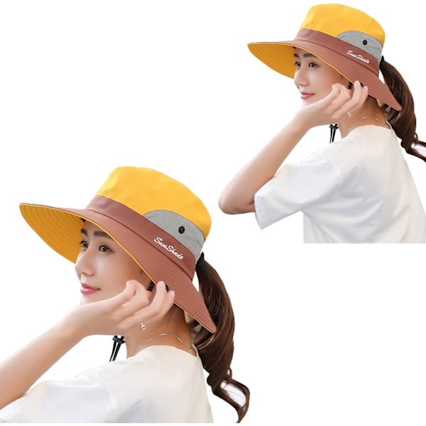 Solhatt Dam Herr 3u201d Bred Brätte UPF 50+ Fiske Strand Hink Hattar 2Yellow