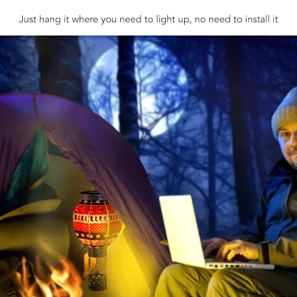 Utendørs Solcellelys Jul Varmtluftballong Henge Automatisk Solcellelampe for Hage Patio