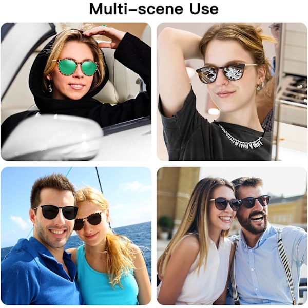 Aurinkolasit Naisille Miehille Vintage Polaroid Retro Aurinkolasit Naisille Aurinkolasit Pyöreä Klassinen UV-suoja 3 Pack of Black