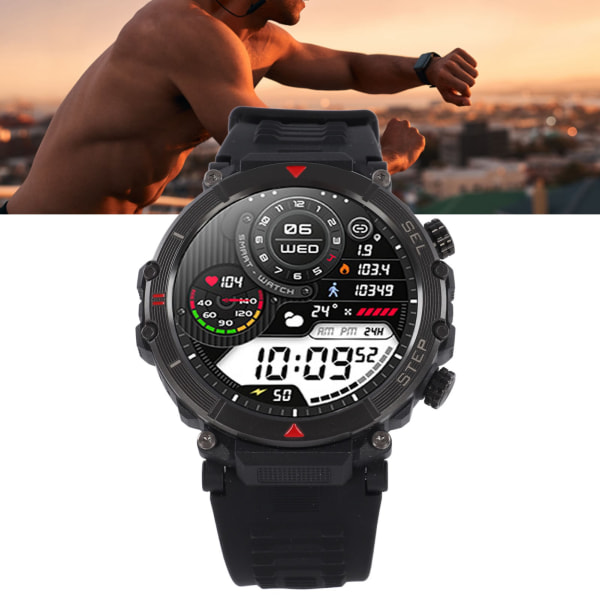 Smart Watch IP67 vattentät sovmonitor Röstsamtal Sport Smartwatch med stegräknare Black