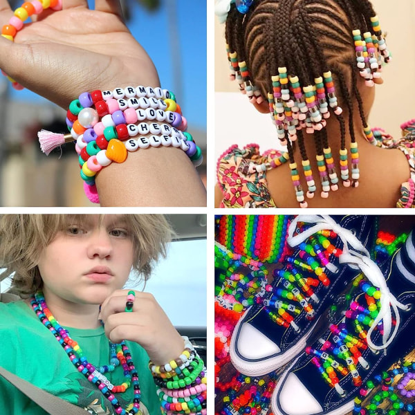 2350st, 64 färger, ponnypärlor för armbands- och halsbandstillverkning, Rainbow Craft-pärlor och elastiska strängar, set med bokstavspärlor för flickor 64 colors