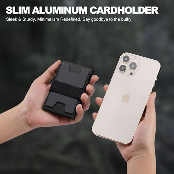 Smal Plånbok i Aluminium för Män, Hållbar Utbyggbar Bakplatta, RFID-Blockering Minimalistisk Metall Pop Up Plånbok, Rymmer 12+ Kort Plus Kontanter Sliver