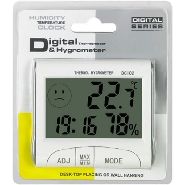 Digitalt termometer, hygrometer fugtighed til rum, drivhus temperatur - Max/Min rækkevidde - Let at læse LCD-skærm